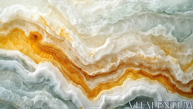 Layered mineral cross section shows translucent banded strata