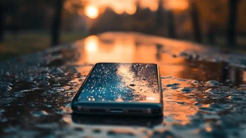 Waterlogged Smartphone at Sunset.