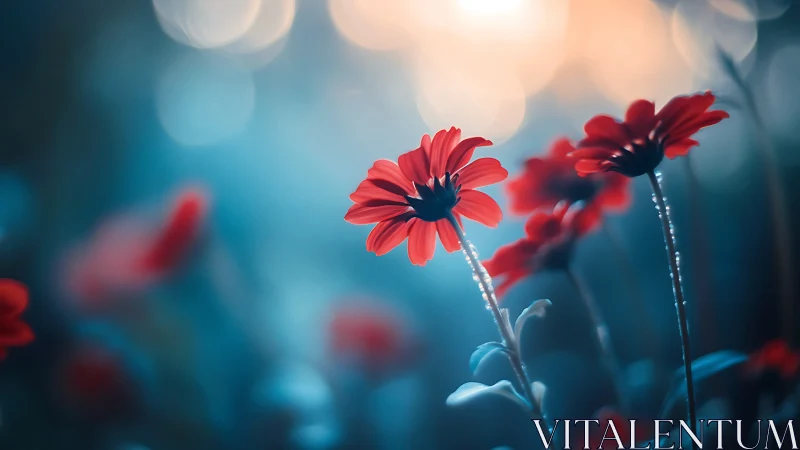 Selective Focus Gerbera Daisies With Shallow Depth Bokeh