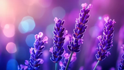 Deep-field macro photograph depicting lavender florals with chromatic blur bokeh gradient