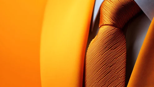Close-up of Bright Orange Suit and Tie in Modern Minimalist Style.