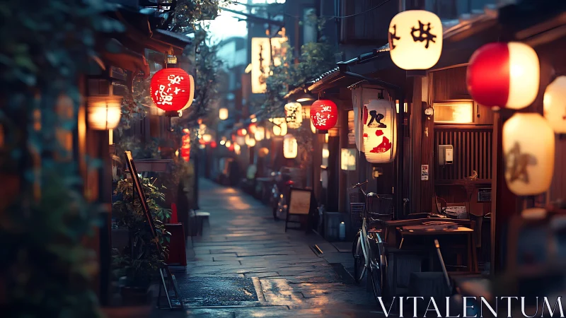 Cozy lantern lit alley inviting quiet evening wanderings.
