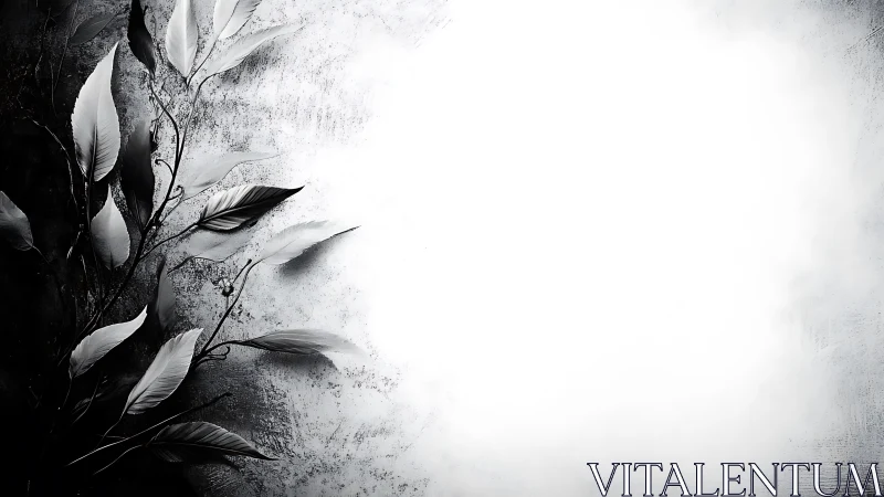 Monochrome foliage on textured gradient background field.
