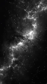 Vertical monochrome star field shows dense galactic band