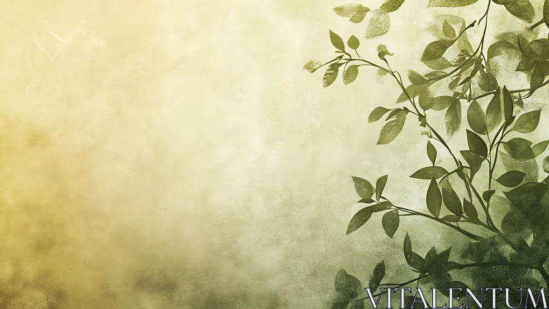 Textured botanical vignette with layered foliage silhouettes.