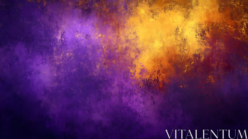 Purple and gold abstract nebula style textured background.