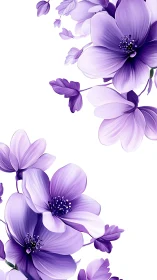 Purple Petals Dancing: Ethereal Blooms in Gradient Harmony.
