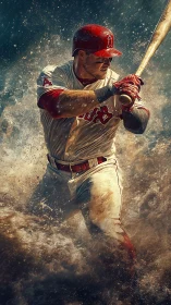 Storm-slashed slugger carves power through swirling sandstorm.