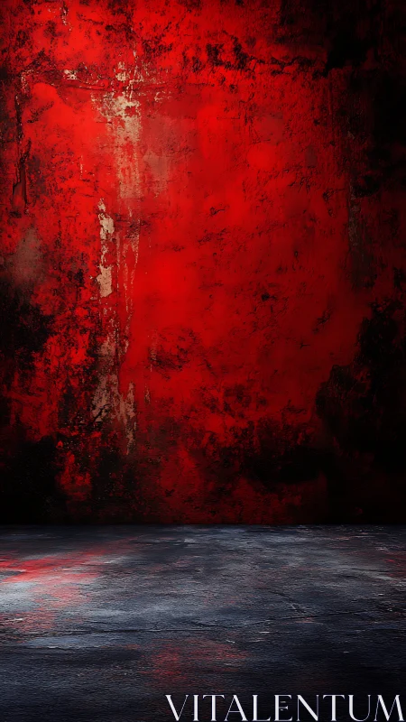 Red textured wall with dark concrete floor backdrop.