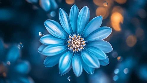 Delicate Blue Daisy Suspended in Ethereal Bokeh Light