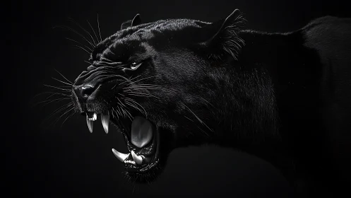 Snarling Otter Tusks Bared Against Black Background