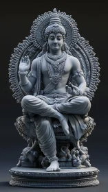 Serene deity sculpture radiating calm and quiet blessing.