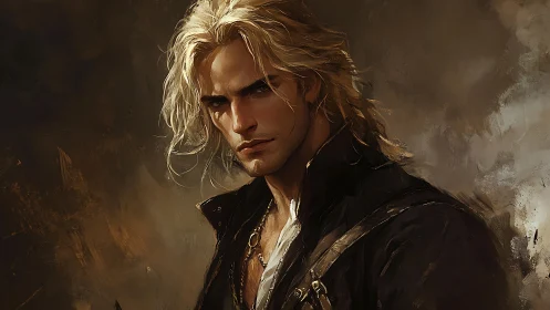 Storm-eyed wanderer studies the horizon with quiet fire