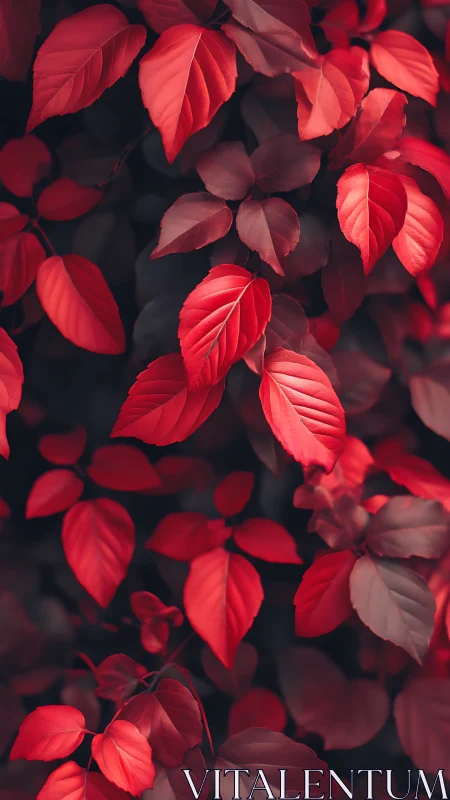 High-saturation red foliage under shallow depth-of-field lighting control