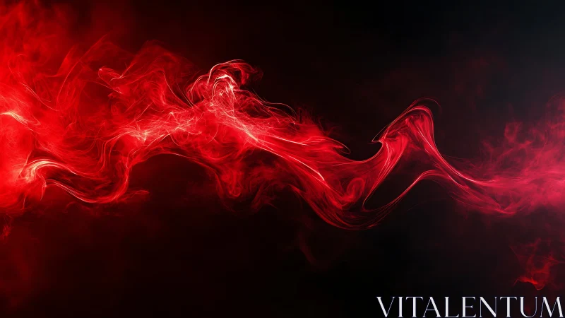 Scarlet smoke ribbons twist across a deep black void