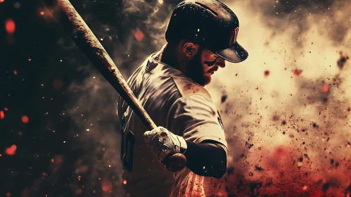 Baseball batter grips wooden bat and prepares to swing