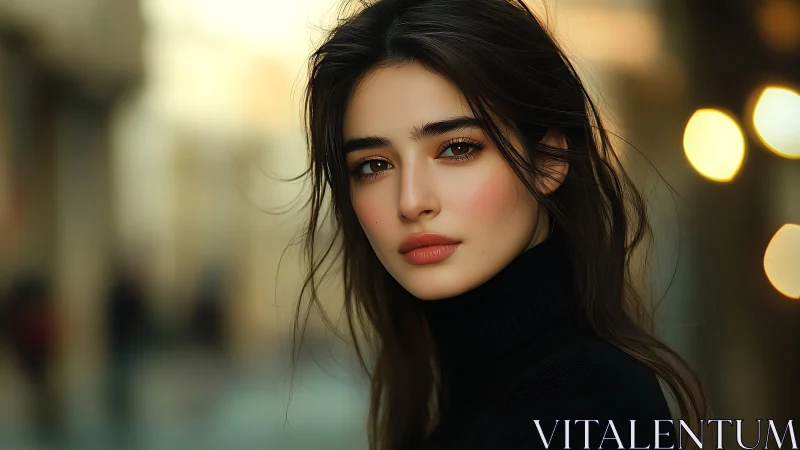 Soft-focus city portrait with luminous evening bokeh.