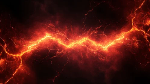 Glowing electrical discharge across dark background spreads energy