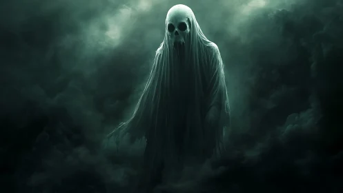 Wraith of the Drowned Sky drifting through midnight fog.