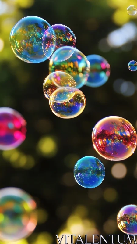 Soap bubbles drift like tiny planets through garden light