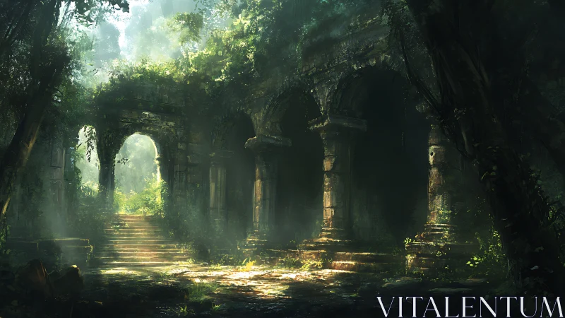 Ancient jungle arcade glows under diffused forest light.