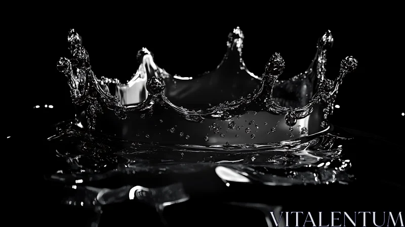 Liquid crown splash freezes in dramatic monochrome light