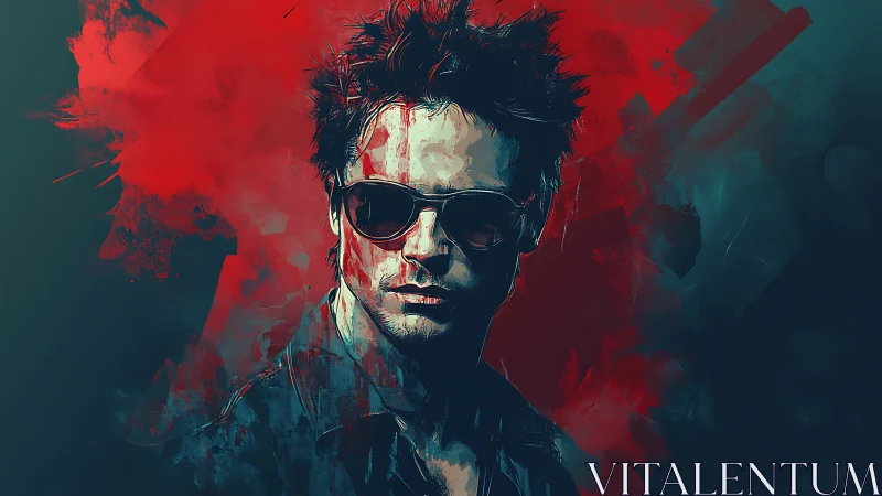 Bold portrait of a man in sunglasses framed by vivid color