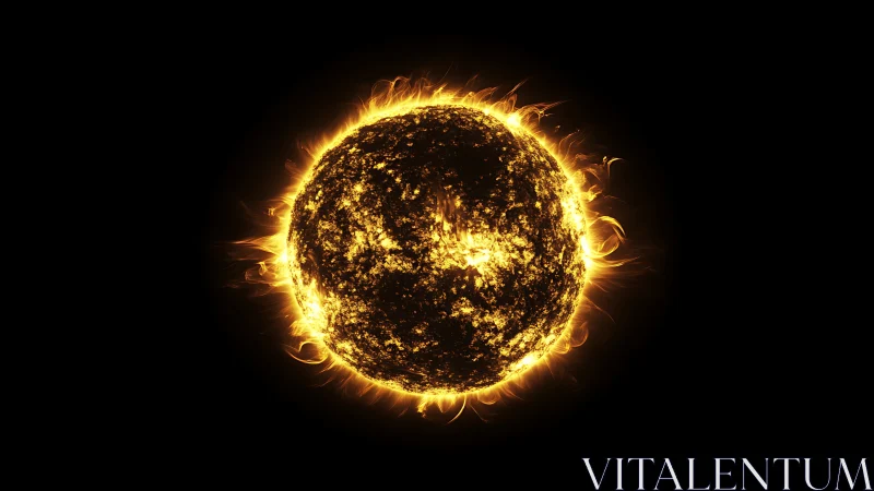 Solar inferno sphere blazing in stark cosmic solitude.