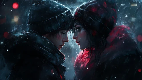 Dual Profiles in Neon Isolation: Cyberpunk Digital Portraiture.