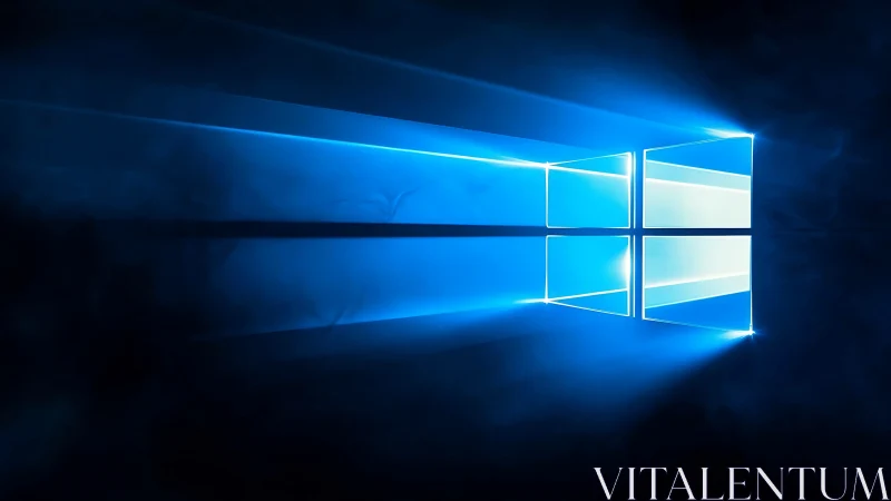 Blue light window carves radiant paths through digital night