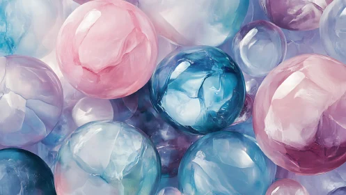 Translucent pastel spheres cluster in overlapping composition