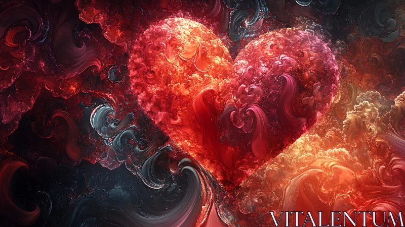 Crimson Hearts Collide: Abstract Passion Rendered Luminous