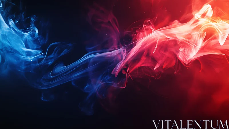 Bicolor energy smoke stream merging over dark void.