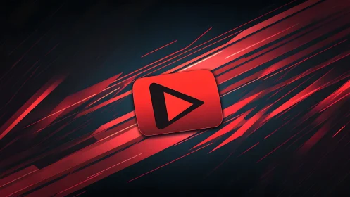 Velocity-red play button surfing streaks of digital motion.