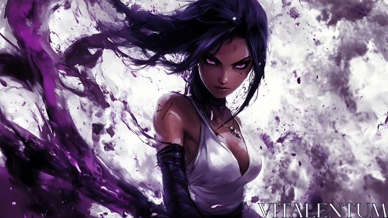 Dark sorceress unleashes violent violet energy storm