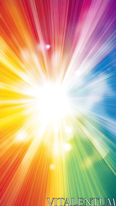 Sunburst rainbow rays spilling into a bright new day.