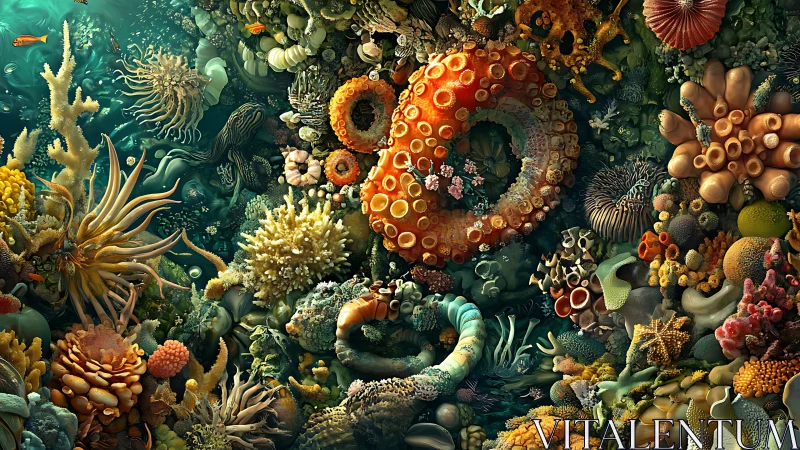 Surreal coral reef labyrinth with luminous organic forms.