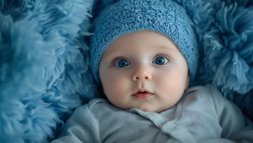 Photorealistic infant portrait displaying acute hyperopia simulation with volumetric ambient occlusi