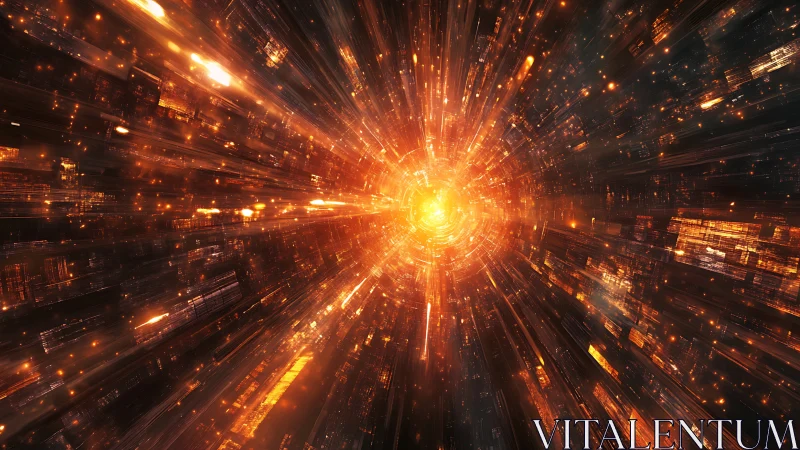Stellar data vortex exploding from luminous digital core.