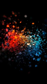 Shattered color particles collide in vivid digital explosion.