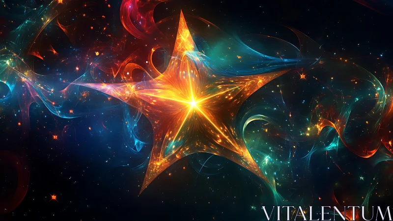 Fiery abstract star exploding with swirling cosmic light.