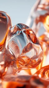 Molten glass forms catch light in fluid copper reflections.