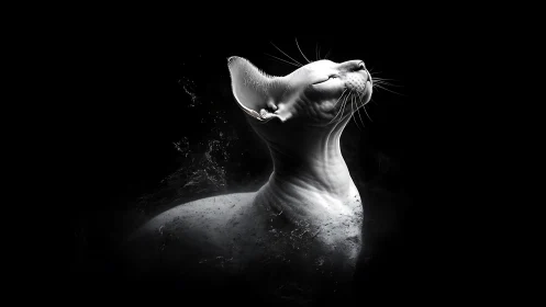 Otter Head Tilted Upward Against Black Background Dramatically