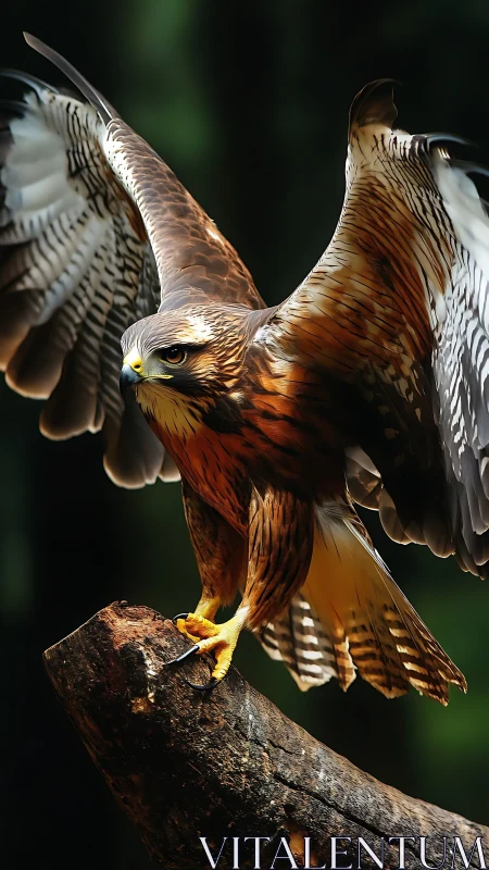 Raptor landing sequence with extended wings and sharp talons detailed