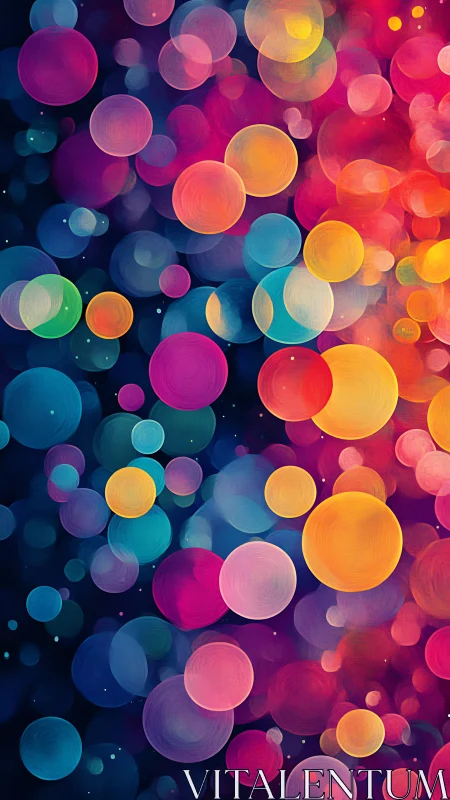 Nebula ballroom of luminous bubbles in cascading color.