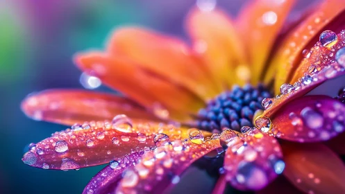 Macro photograph of gerbera petals with water droplets.
