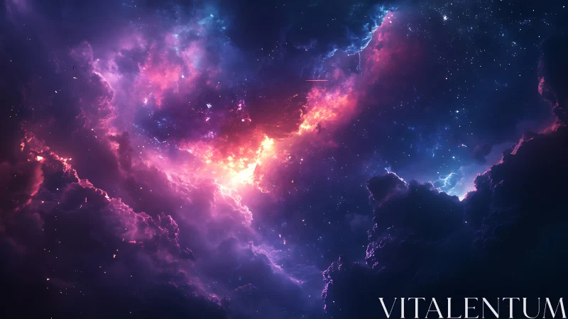 Starlit nebula clouds glowing with cosmic twilight colors.
