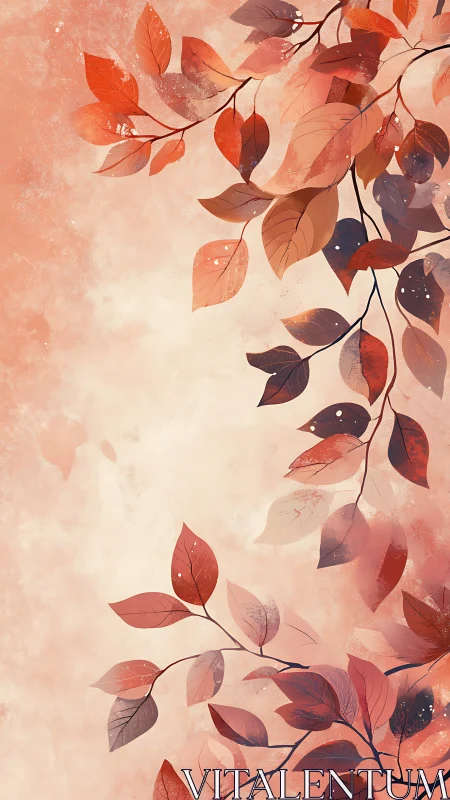 Watercolor botanical branches with warm tonal leaf gradients.