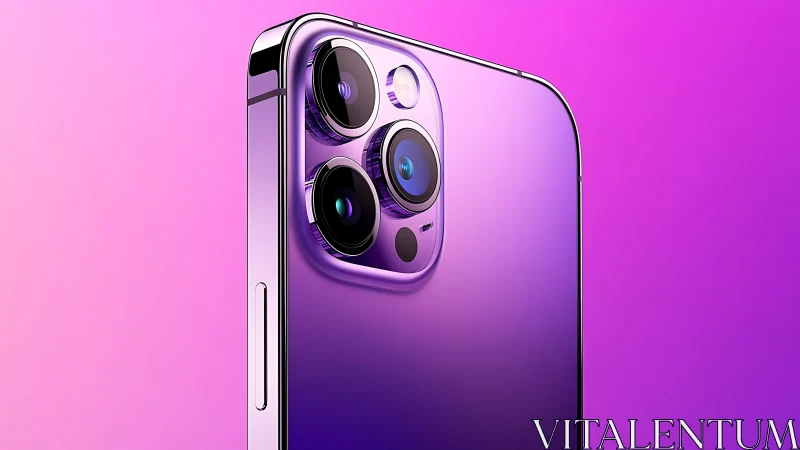 Purple gradient phone with triple-lens camera system gleaming.