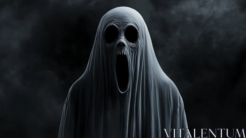 Hooded spectral entity rendered with hyperreal horror detail